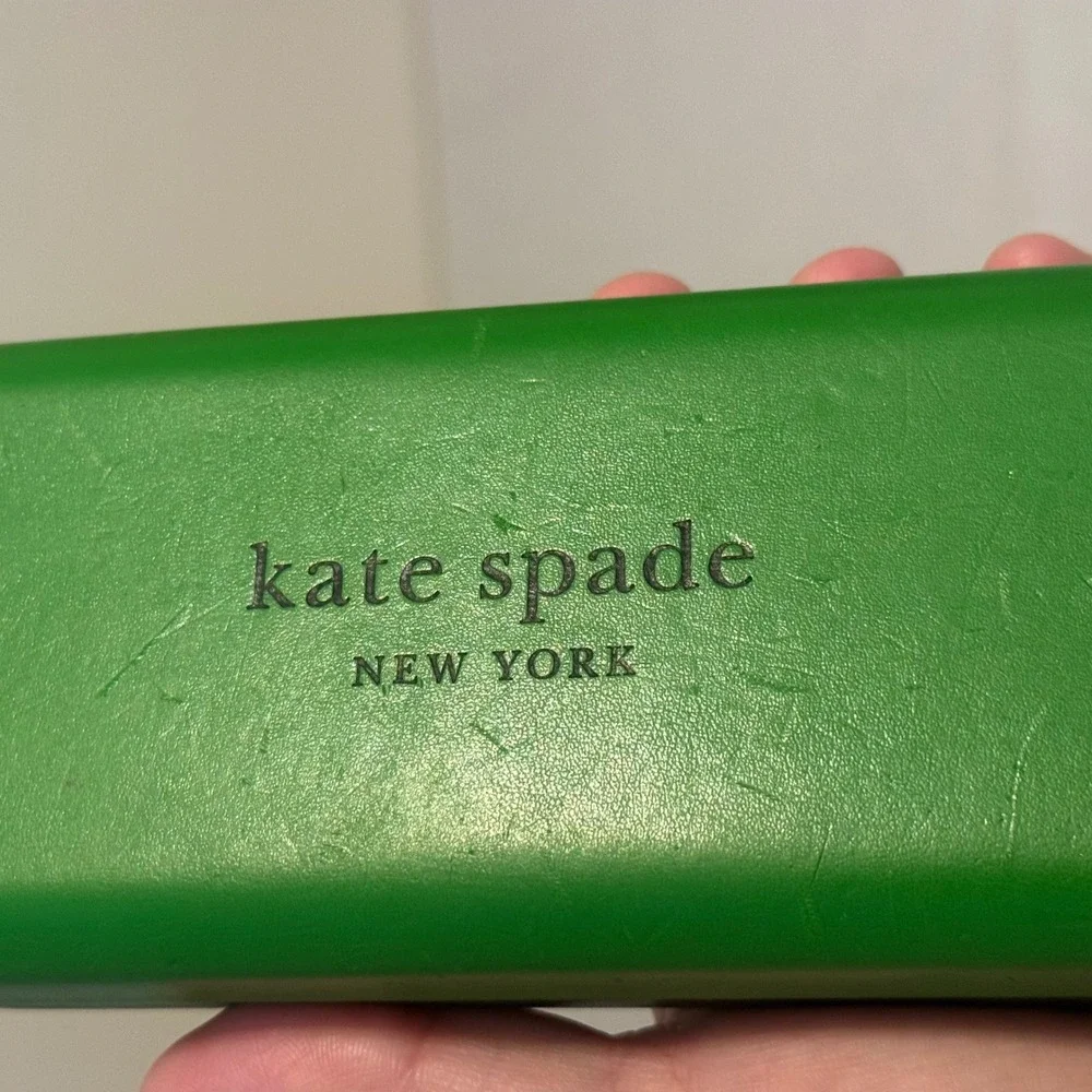 Kate Spade New York Green Black Hard Shell Eyeglass Case So Happy To See You